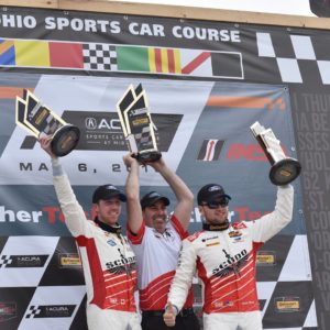 KohR Motorsports on the IMSA Continental Tire Sports Car Challenge Podium at Mid-Ohio