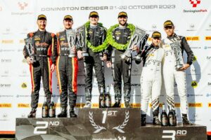 Academy Motorsport on top of the podium at Donington Park October 2023